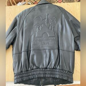 VINTAGE Disney WORLD  Black Leather Jacket  30TH ANNIVERSARY